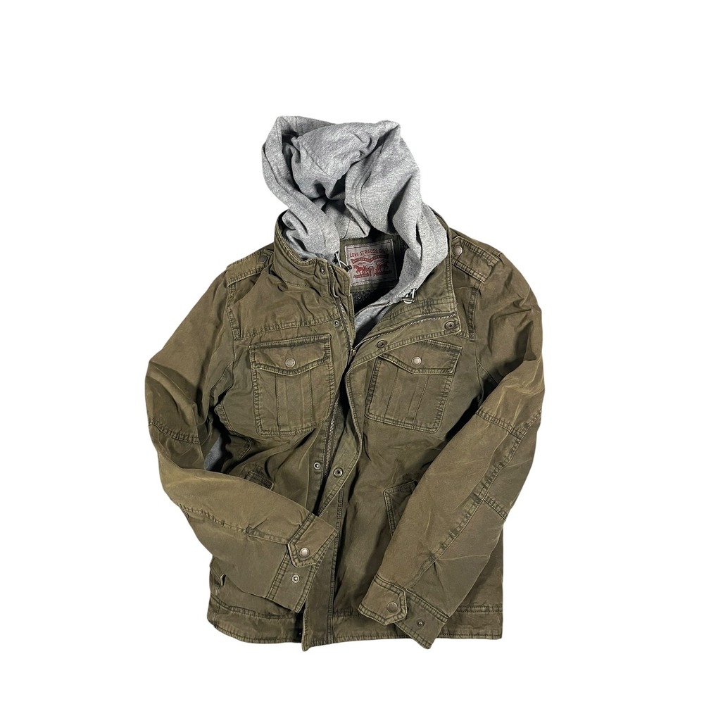 Levi's Men's Olive Green Sherpa Lined Field Jacket w/ Harley-Davidson Patch